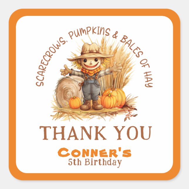 ADESIVO QUADRADO PUMPKINS E BALAS DE ANIVERSÁRIO MODERNO DE HAY (Frente)