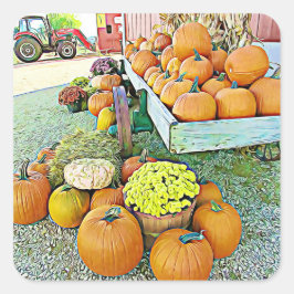 Adesivo Quadrado Pumpkins Halloween Autumn Stand Stickers