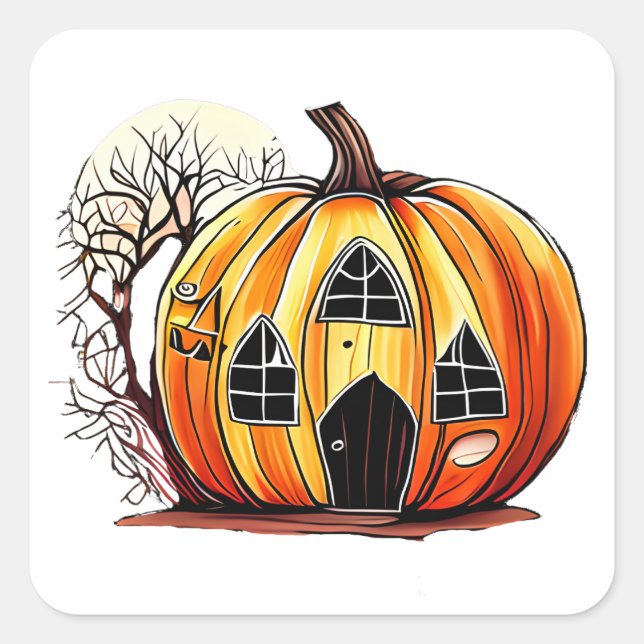 Adesivo Quadrado Pumpkins House (Frente)
