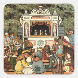 Adesivo Quadrado Punch and Judy Puppet Show"
