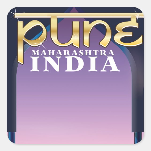 Adesivo Quadrado Pune, poster de férias de Maharashtra Índia (Frente)