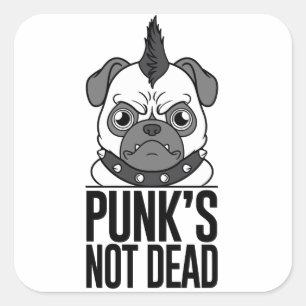 Adesivo Quadrado Punk não é Morto Pug Sticker