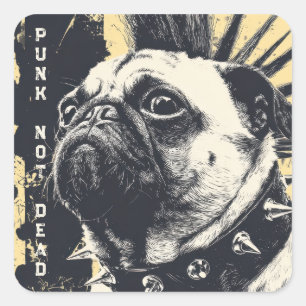Adesivo Quadrado Punk Não Está Morto Bulldog – Rock Dog Arte