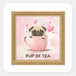 Adesivo Quadrado Pup de Tea Pun Square Sticker