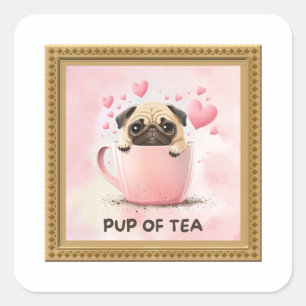 Adesivo Quadrado Pup de Tea Pun Square Sticker