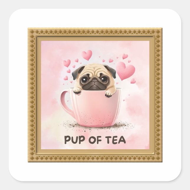 Adesivo Quadrado Pup de Tea Pun Square Sticker (Frente)