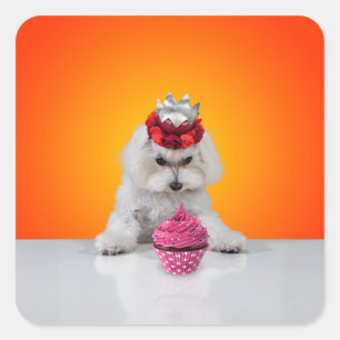 Adesivo Quadrado Pup e Cupcake Sticker