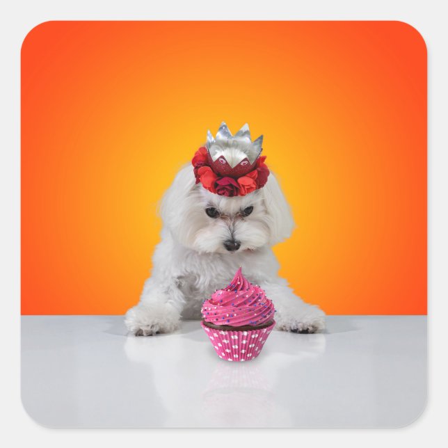Adesivo Quadrado Pup e Cupcake Sticker (Frente)