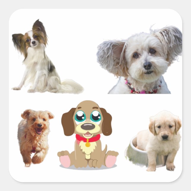 Adesivo Quadrado puppy love awesome dogs pack (Frente)