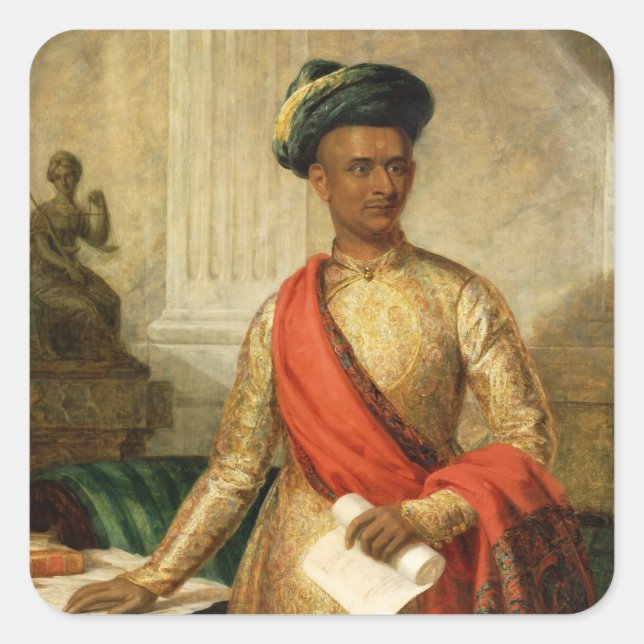 Adesivo Quadrado Purniya, Ministro-Chefe de Mysore, c.1801 (petróle (Frente)