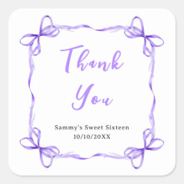 Adesivo Quadrado Purple Coquette Ribbon Sweet Sessenta Muito Obriga