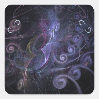 Adesivo Quadrado Purple fractals swirls