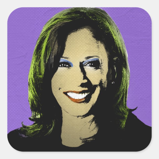 Adesivo Quadrado Purple Kamala Harris Pop Art (Frente)