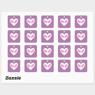 Adesivo Quadrado Purple XOXO Heart Valentine's Day Sticker