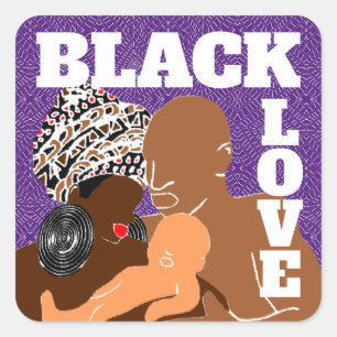Adesivo Quadrado Púrpura Amor Preto Castanho Ama Família Negra