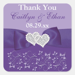 Adesivo Quadrado Púrpura, Casamento Floral Branco Vestido