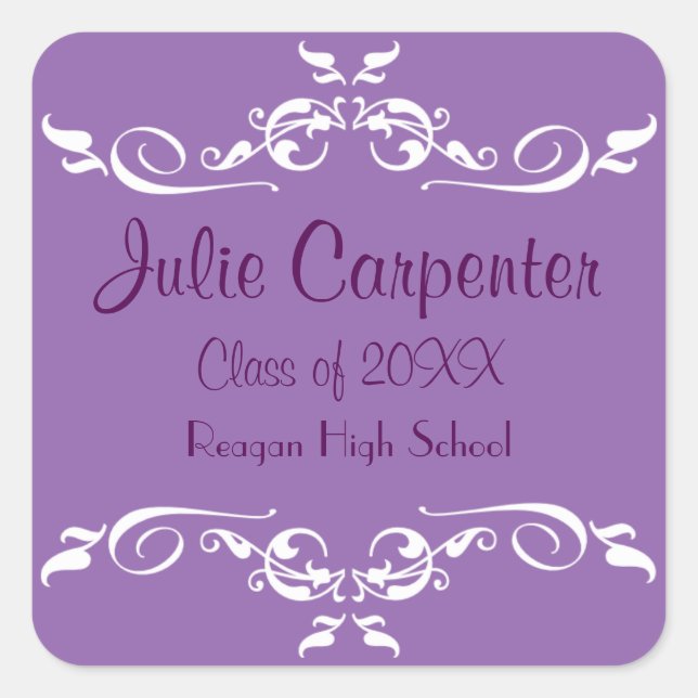 Adesivo Quadrado Púrpura e branca Flourish - Praça de Graduação (Frente)