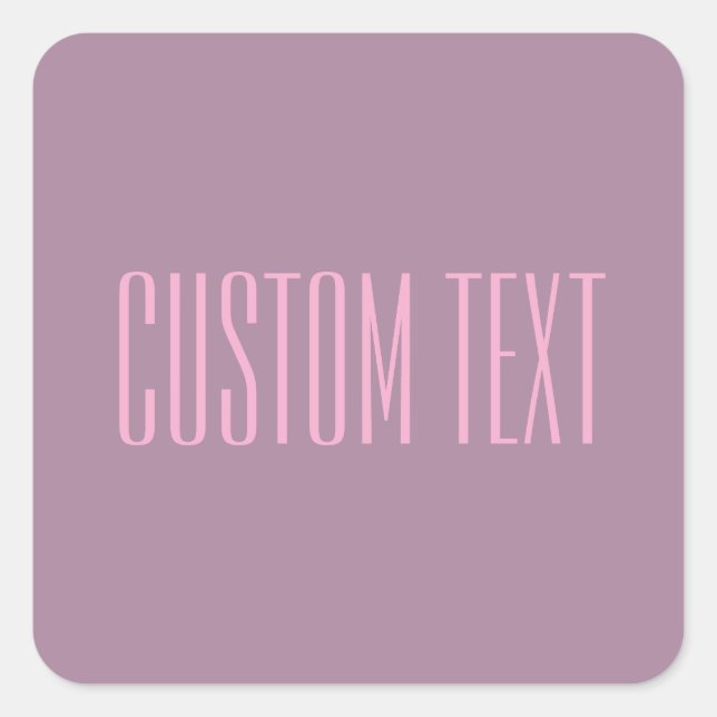 Adesivo Quadrado Púrpura e Rosas claro de Pastel | Texto Editável M (Frente)