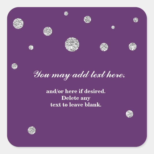 Adesivo Quadrado Púrpura e Silver Glitter Modern Doker (Frente)
