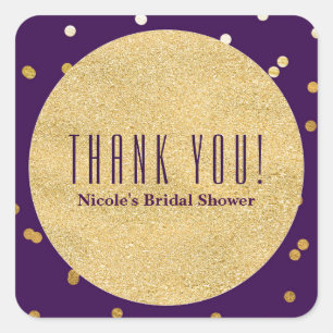 Adesivo Quadrado Púrpura Glam e Dourada Shiny Confetti Partido Favo