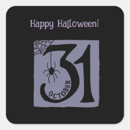 Adesivo Quadrado Púrpura Moderna Engraçado do Dia das Bruxas