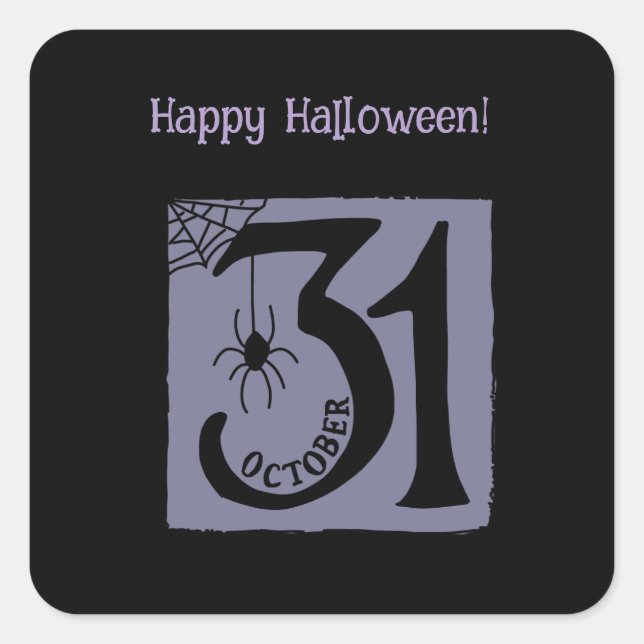 Adesivo Quadrado Púrpura Moderna Engraçado do Dia das Bruxas (Frente)