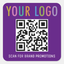 Púrpura QR Code Sticker Personalizado Bloco de Log