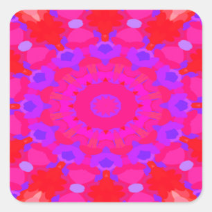 Adesivo Quadrado Púrpura, rosa e mandala laranja