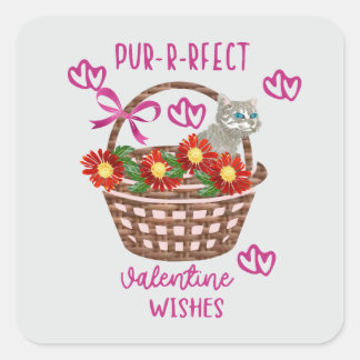 Adesivo Quadrado Purrfect valentine wishes 