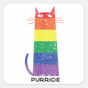 Adesivo Quadrado Purride Shirt LGBT Orgulho gay Engraçado Gato Dize