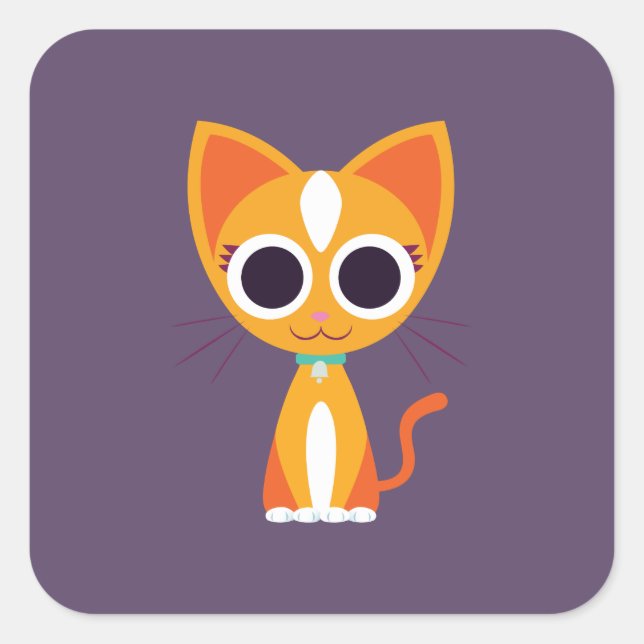Adesivo Quadrado Purrl the Cat (Frente)