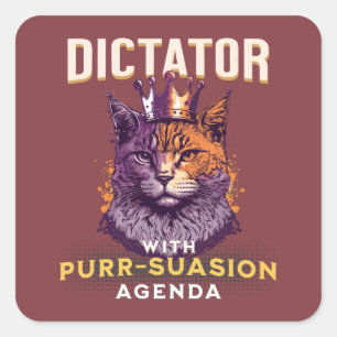 Adesivo Quadrado Pursursion Agenda Engraçada Cat Design