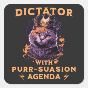 Adesivo Quadrado Pursursion Agenda Engraçado King Cat