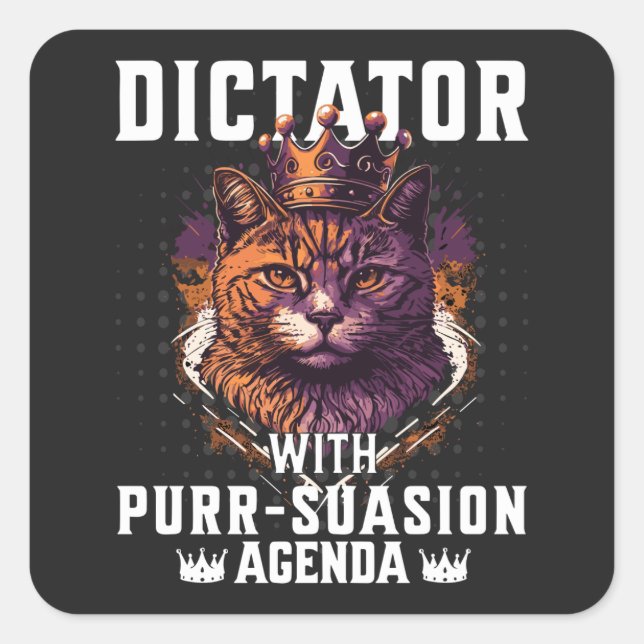 Adesivo Quadrado Pursursion Agenda Funny Bossy Cat (Frente)