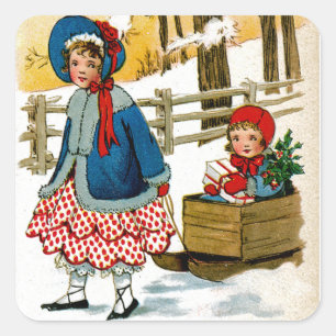 Adesivo Quadrado Puxando o trenó