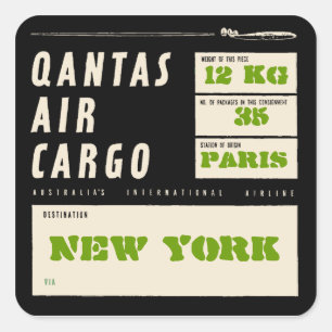 Adesivo Quadrado QANTAS AR CARGUEIRO (Black)