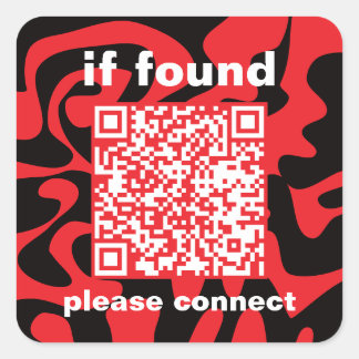 Adesivo Quadrado QR Code Bright Cherry Red lost found