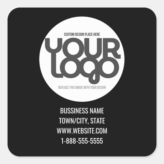 Adesivo Quadrado QR Code Customizable Modern Black Business Card (Frente)