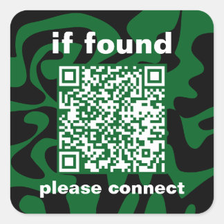 Adesivo Quadrado QR Code forest green groovy lost found