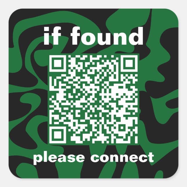 Adesivo Quadrado QR Code forest green groovy lost found (Frente)