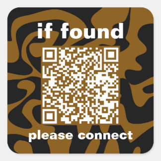 Adesivo Quadrado QR Code marrom descolado perdido encontrado