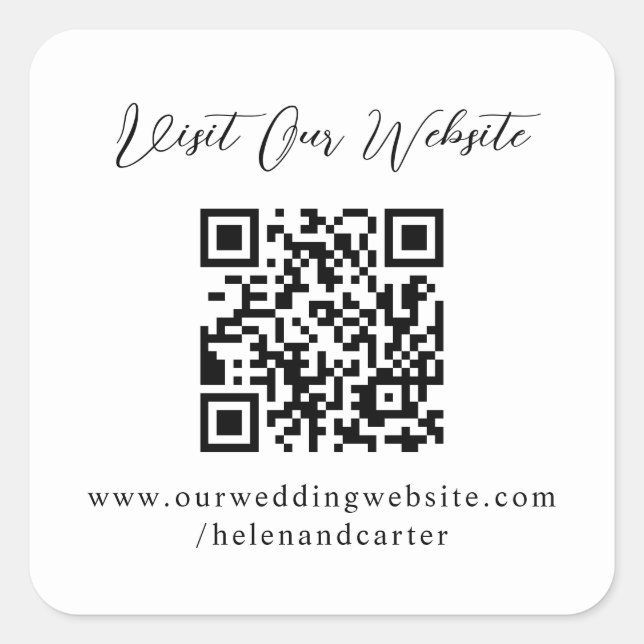Adesivo Quadrado QR Code Online Wedding Website (Frente)