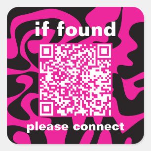 Adesivo Quadrado QR Code rosa quente que perdeu