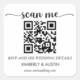 Adesivo Quadrado Qr Code RSVP   Site de Casamento