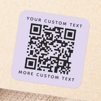 Adesivo Quadrado QR código de texto personalizado superior púrpura
