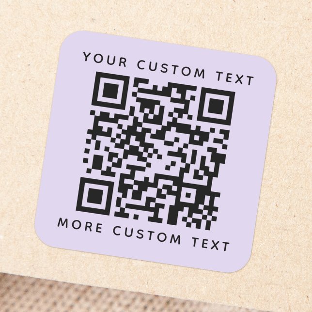 Adesivo Quadrado QR código de texto personalizado superior púrpura (Criador carregado)