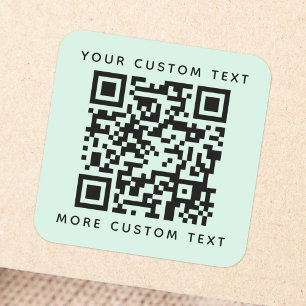 Adesivo Quadrado QR código de texto personalizado texto de cima, lu