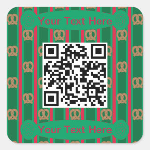 Adesivo Quadrado QR de Pretzel Divertido e Elegante