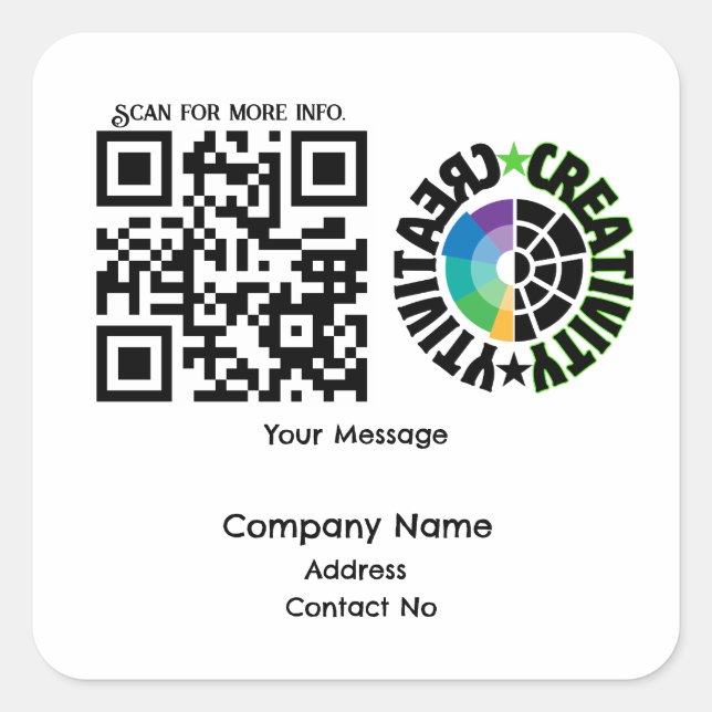 Adesivo Quadrado QRcode de presente da empresa com personalização B (Frente)