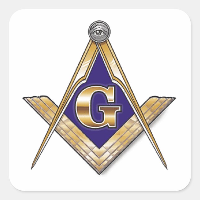 Adesivo Quadrado Quadrado azul discreto & compassos (Frente)